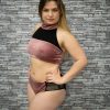 Poleoutfit Neckholder mit Mesh Rosa schwarz